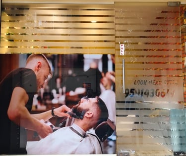 Sticker service at salon shop