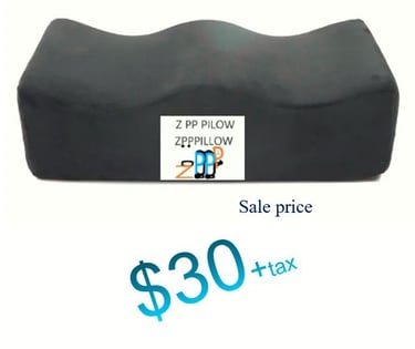 Pain and Postrue Zpp Pillow By Zebellz Brand photo of a black rectangle pillow with white tag
