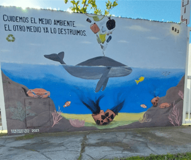 a mural of a dolphin and a dolphin