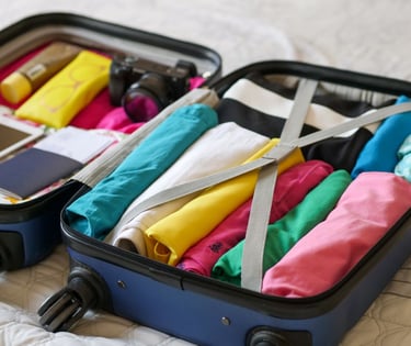 suitcase packed ready for travel overseas