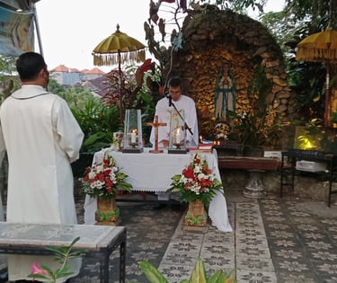 a priest and a priest in a church