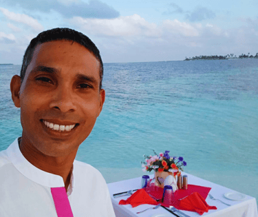 Thahmeen, owner and host of Scuba Haven guesthouse in Fuvahmulah, Maldives