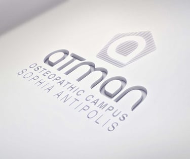 Logo du centre d'ostéopathie ATMAN sur Sophia Antipolis, réalisé par infographiste freelance 