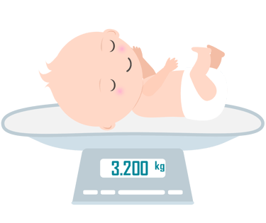 un bébé est allongé sur une balance avec un pèse-personne