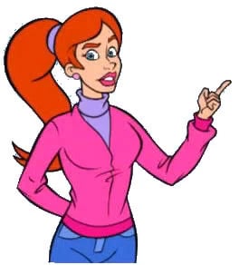 a cartoon character pointing