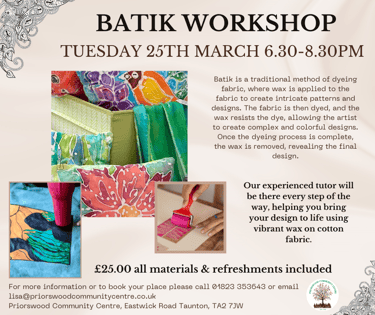 a poster for a batik workshop