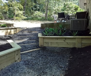 backyard terraced retaining walls built by Carrollton Retaining Walls