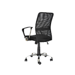 a black office chair with a black leather chair