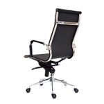a black office chair with a black leather chair