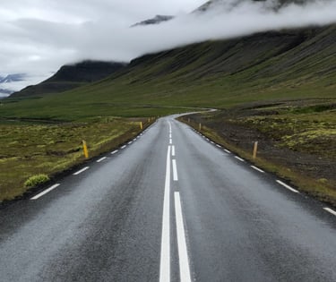 A picturesque road through fjords, from our own travels