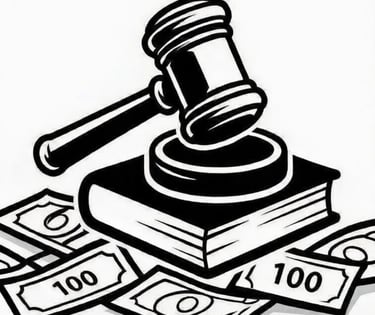 Gavel on book with cash around