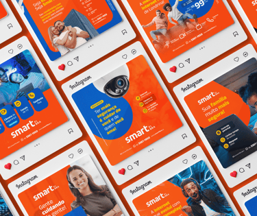 Mockup com algumas midias feitas para a rede social da Smart Fibra