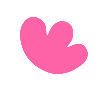 A vibrant pink abstract cloud-like shape with rounded curves on a solid black background.