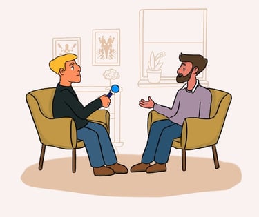 Um paciente e um psicólogo sentados a conversar