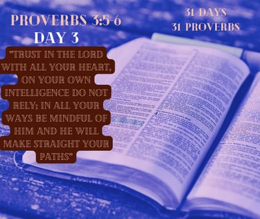 An open Bible displays Proverbs 3:5-6