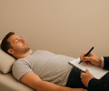 Hombre joven en sesión de Terapia de Vidas Pasadas.