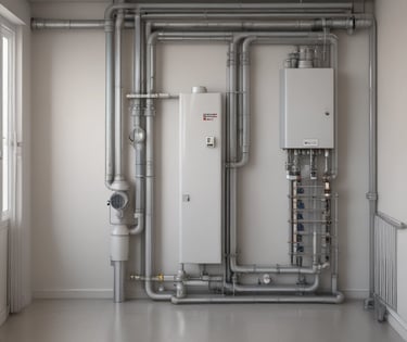 A collection of various heating and cooling equipment.