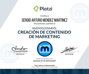 Certificado del Curso de Creación de Contenido de Marketing