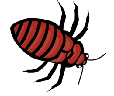 an animated bed bug facing the right