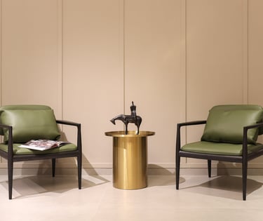 Green Chair with wooden base