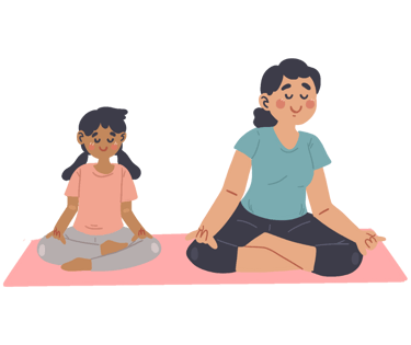 a parent and a child in a yoga pose