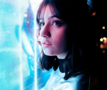 a woman in a white shirt and black hair