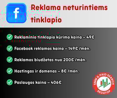 Facebook reklama neturintiems tinklapio