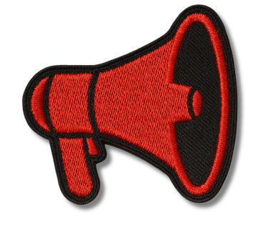 embroidered red megaphone