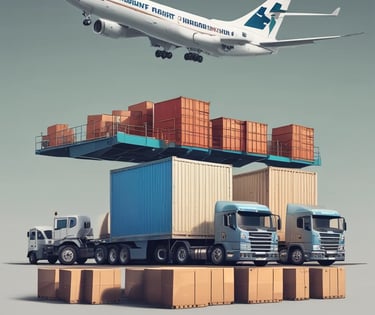 A cargo ship loaded with containers at a busy port.