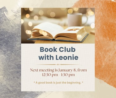 Book Club with Leonie: Next meeting January 8, 2026