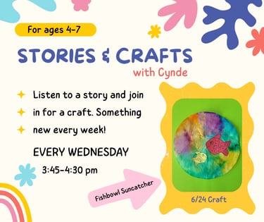 Stories & Crafts with Cynde this Wednesday!
