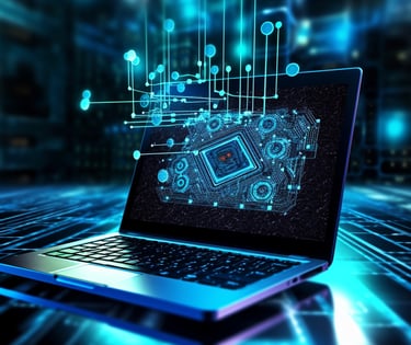 a laptop computer with a circuit boarder and a circuit board