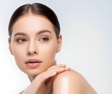 woman posing with clear, bright skin