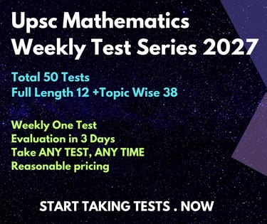 UPSC Mathematics Weekly Test Series 2027 banner featuring 50 total full-length and topic-wise tests.