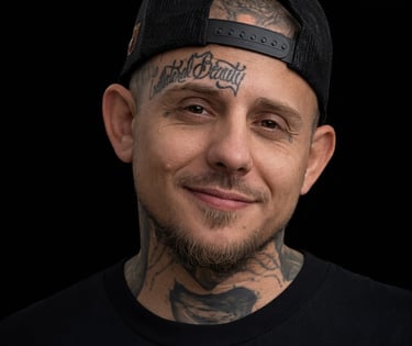 Tattoo artist Charles working at Halo Tattoo in Fort Worth, Texas