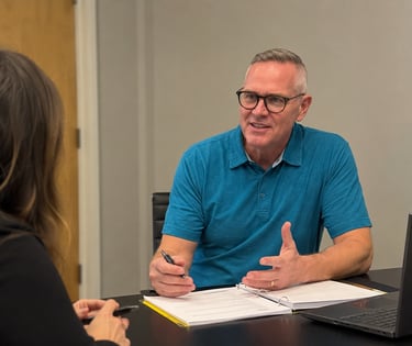 Doug in a meeting with a client