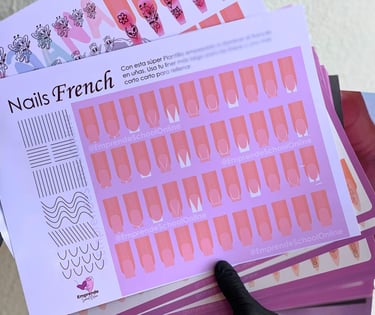 Plantilla de practica Nails French para manicuristas principientes.