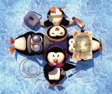 little penguins playing