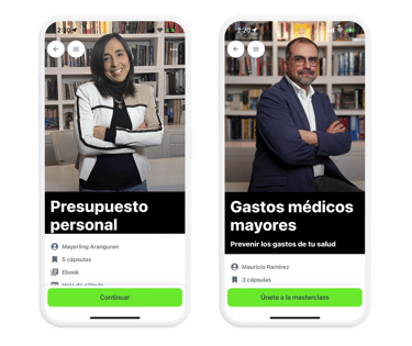 Pantallas app educación financiera
