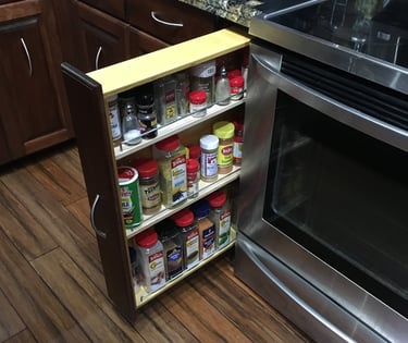 Lower cabinet spice rack