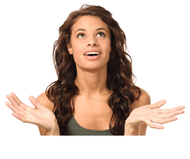 Mulher com expressĂŁo de duvida