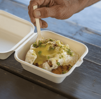 Best food in Hill City-Gold Rush-taters, Mischief sauce, cheddar cheese, fried egg, jalapeno medley