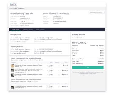 proposed order history details page