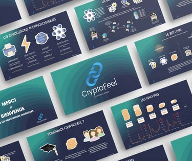 Logo CryptoFeel sur différents supports de communication
