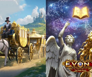 Evony update showcasing Trade Carriage and Wisdom Dome features