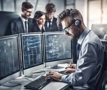 person facing computer desktop