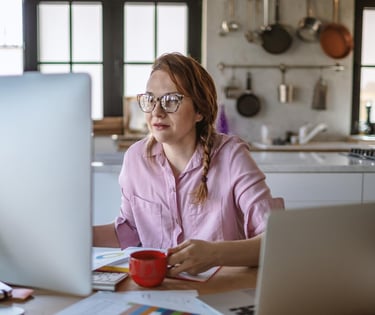 Business owner looking at computer