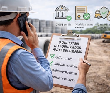 Engenheiro verificando requisitos técnicos antes de comprar pré-moldados de concreto.