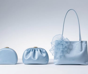 Elegant satin hobo bag set with a delicate organza flower, by King Fly