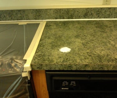 Kitchen countertop with burn mark